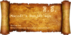 Maczák Benjámin névjegykártya
