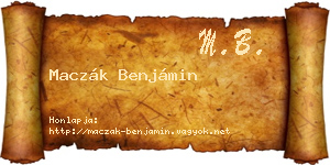 Maczák Benjámin névjegykártya